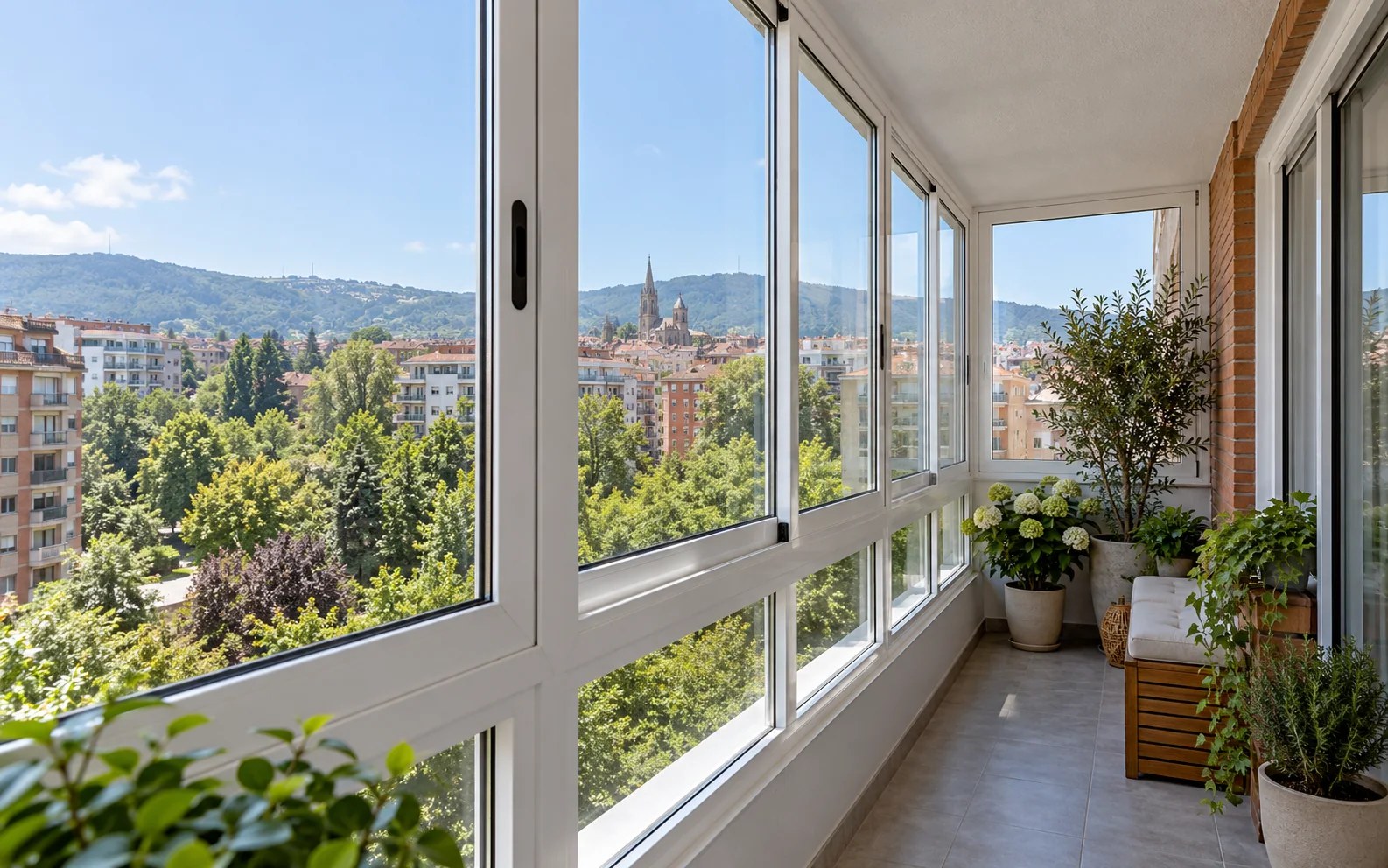 Balcón cerrado con ventanas de PVC en Asturias