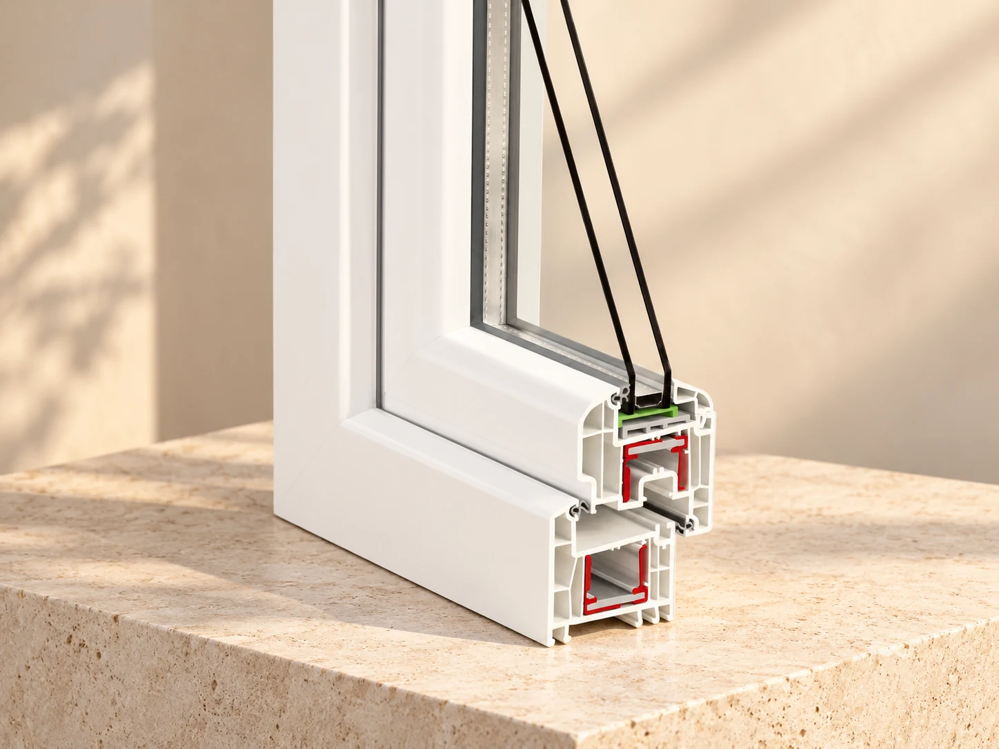 Perfil de puerta REHAU Euro-Design 70 con acristalamiento