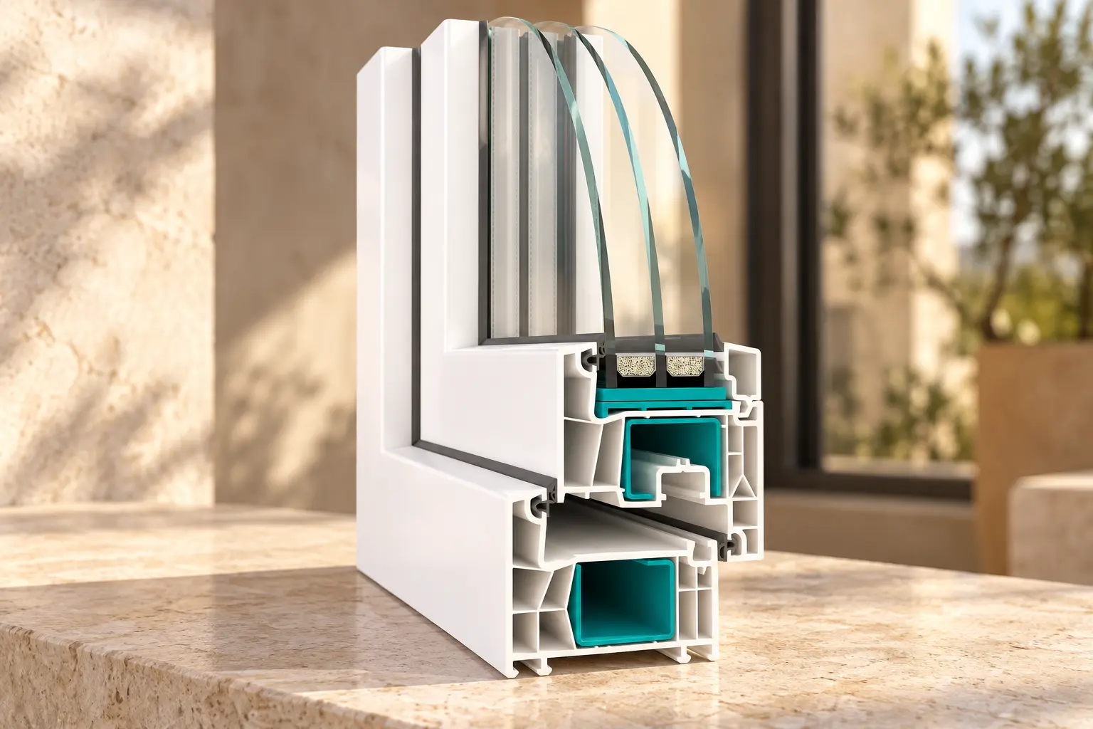 Perfil de ventana WDS 76 AD en PVC blanco