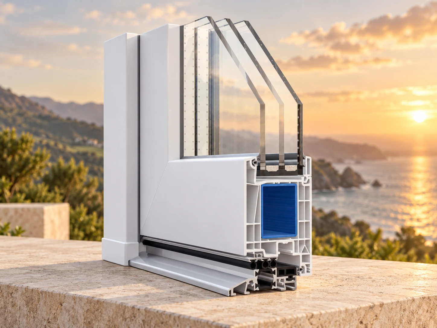 Perfil de puerta WDS 76 de PVC con acristalamiento