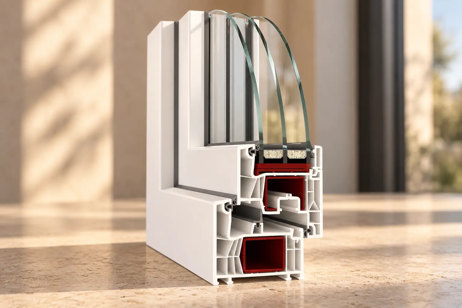 Perfil de ventana WDS 76 MD en PVC blanco